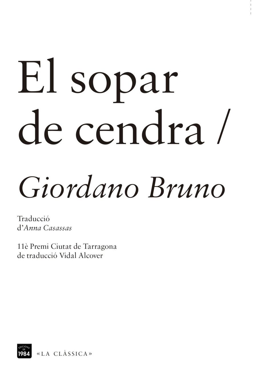 Sopar de cendra, El | 9788415835288 | Bruno, Giordano