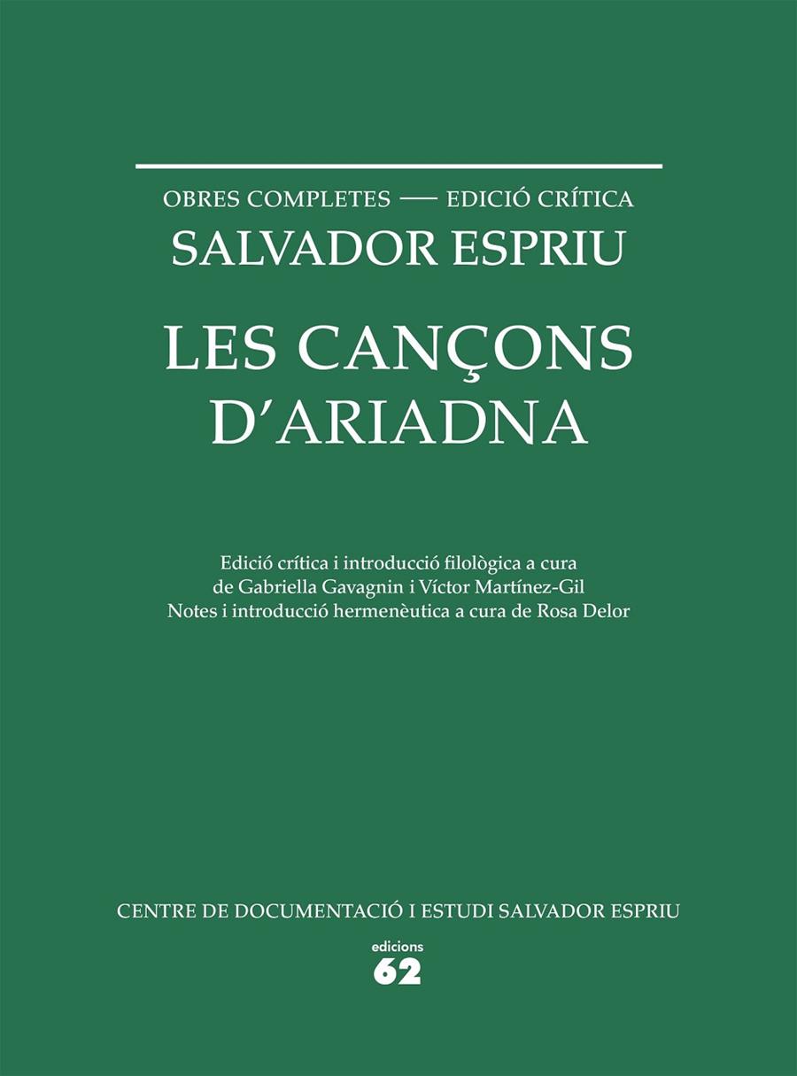Cançons d'Ariadna, Les | 9788429773330 | Espriu, Salvador